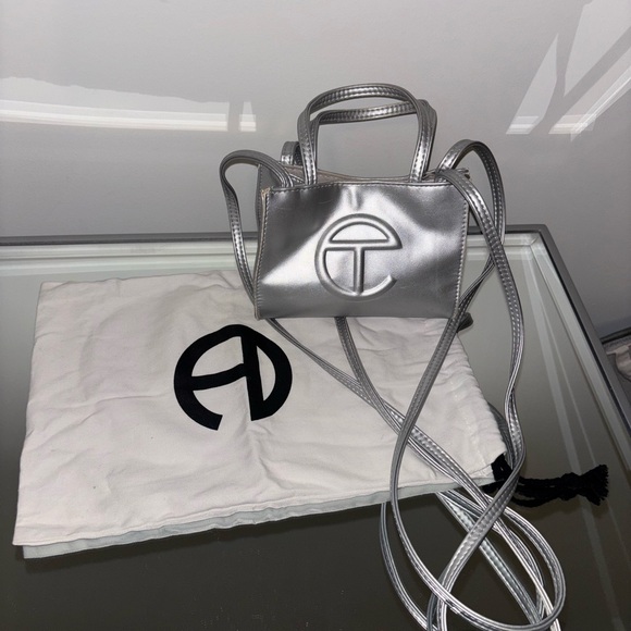 Telfar Silver Mini Bag with Reflective Finish - Picture 2 of 3